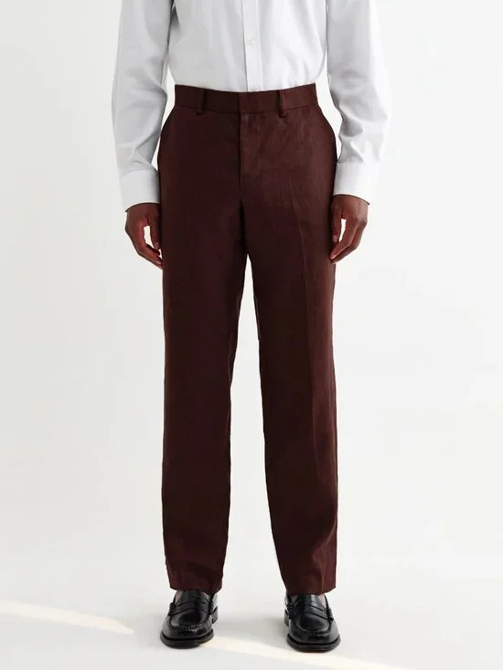 WAX London - Alp Linen Trousers - Col Merlot - BNWT - Picture 1 of 16